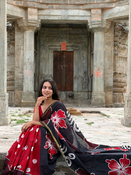 Printed Cotton MulMul Saree with Zari Border