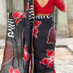 Printed Cotton MulMul Saree with Zari Border