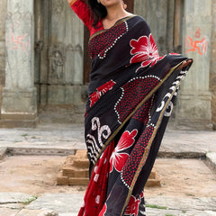 Printed Cotton MulMul Saree with Zari Border