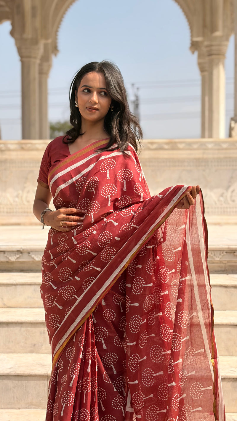 Cotton MulMul Saree with Zari Border