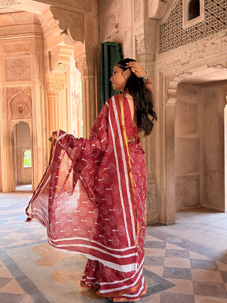 Cotton MulMul Saree with Zari Border