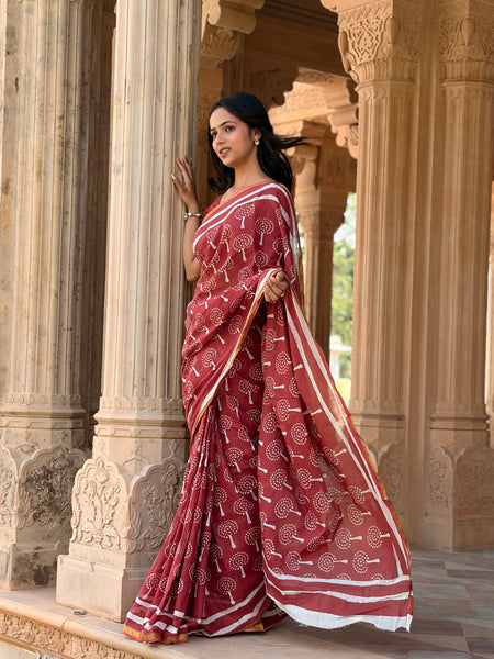 Cotton MulMul Saree with Zari Border
