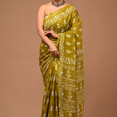 Lovwear Aarohi Premium Cotton MulMul Saree with Rich Zari Border - Front View