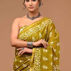 Lovwear Aarohi Premium Cotton MulMul Saree with Rich Zari Border - Pallu & Border Detail View