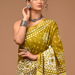 Lovwear Myra Cotton MulMul Saree with Elegant Zari Border - Pallu & Border Detail View
