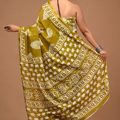 Lovwear Avni Pure Cotton MulMul Saree with Rich Zari Border - Front View