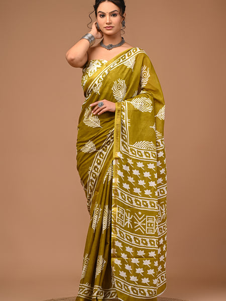 Lovwear Avni Pure Cotton MulMul Saree with Rich Zari Border - Pallu & Border Detail View