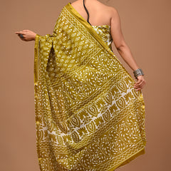 Lovwear Kiara Premium Hand Block Print Cotton MulMul Saree with Zari Border - Front View