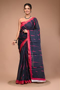 Lovwear Pink Tye Dye Waves Cotton MulMul Saree with Zari Border