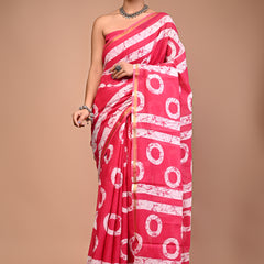 Lovwear Pink Gola Circular Cotton MulMul Saree with Zari Border - Pallu & Border Detail View