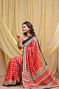 Women's Pink&Cream Elephant Motif Pure Cotton Mulmul Saree