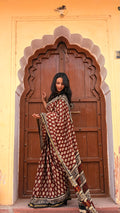 Cotton MulMul Maroon Owl Print Saree with Zari Border