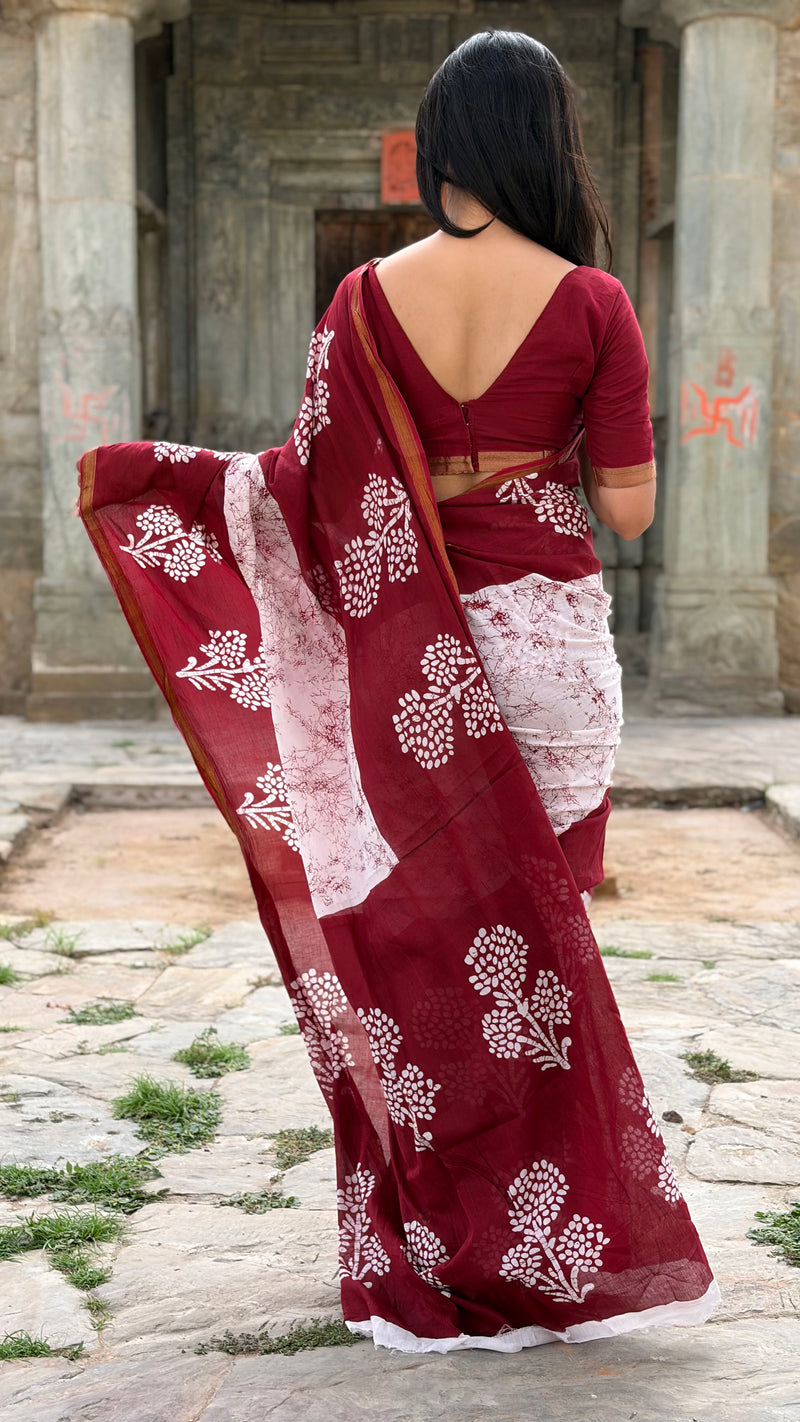 Cotton MulMul Saree with Zari Border