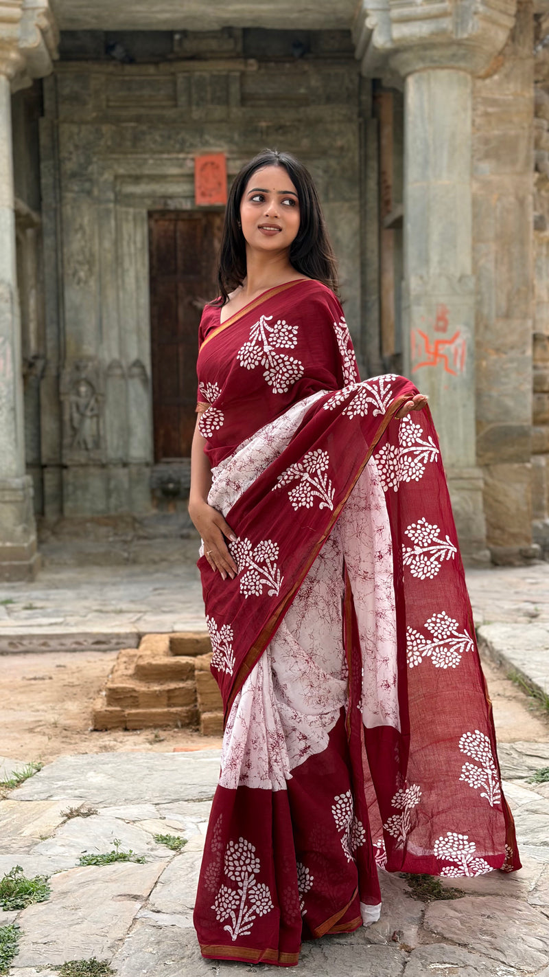 Cotton MulMul Saree with Zari Border