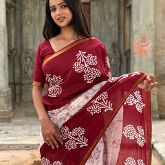 Cotton MulMul Saree with Zari Border