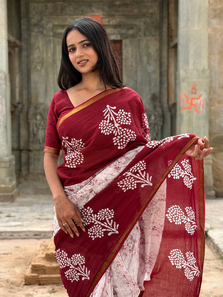Cotton MulMul Saree with Zari Border