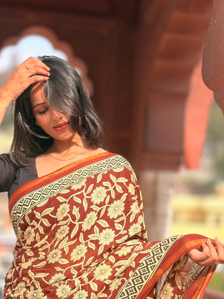 Cotton MulMul Saree with Zari Border