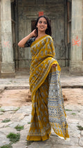 Print Cotton MulMul Saree with Zari Border