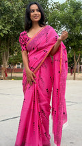 Olive Green Cotton MulMul Saree with Zari Border