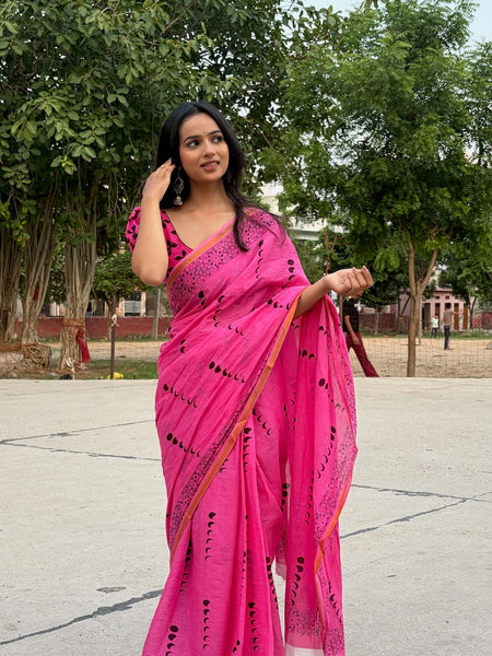 Olive Green Cotton MulMul Saree with Zari Border