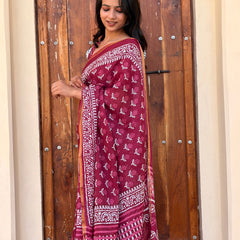 Cotton MulMul Saree with Zari Border