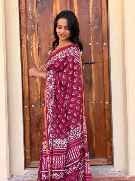 Cotton MulMul Saree with Zari Border