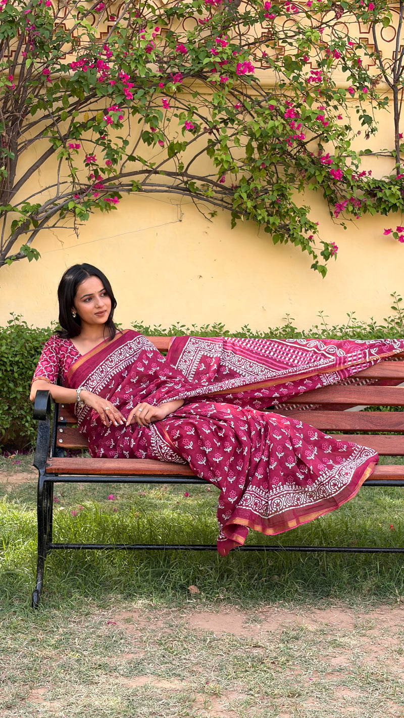 Cotton MulMul Saree with Zari Border