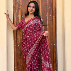 Cotton MulMul Saree with Zari Border