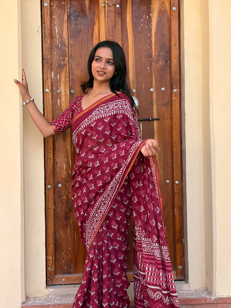 Cotton MulMul Saree with Zari Border