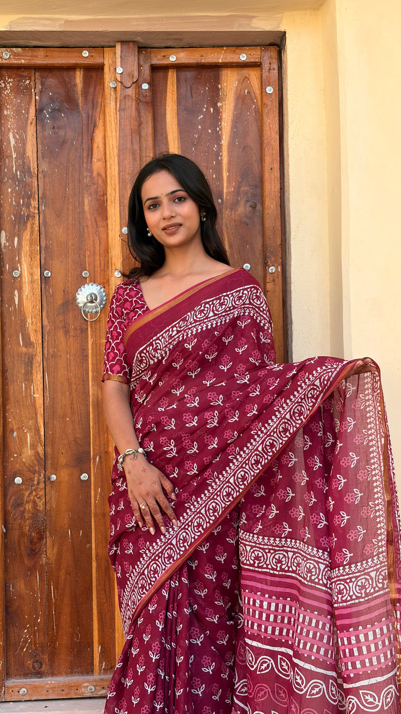 Cotton MulMul Saree with Zari Border