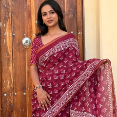 Cotton MulMul Saree with Zari Border