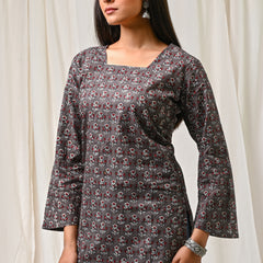 Women Orange Floral Printed Cotton Short Kurti - View 13