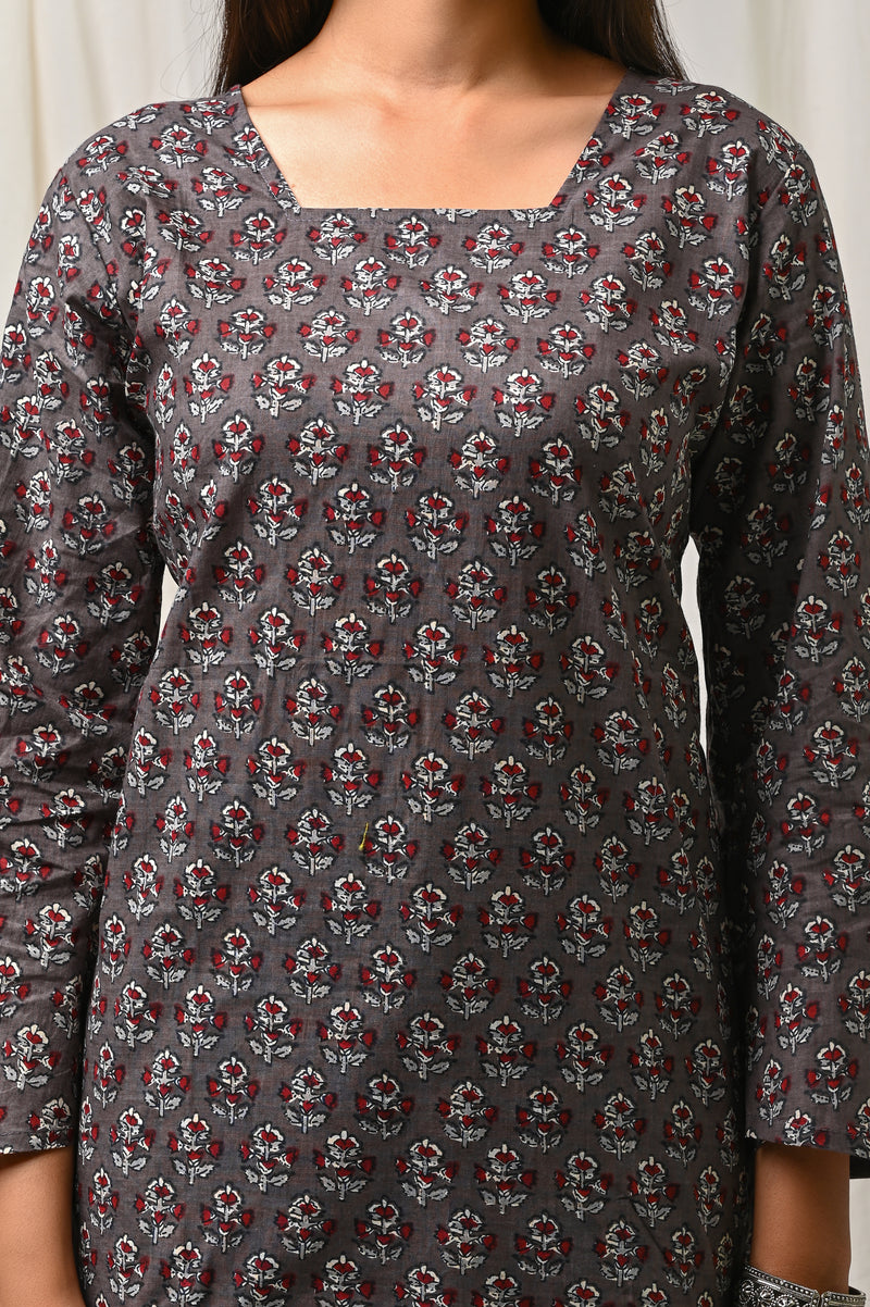 Women Orange Floral Printed Cotton Short Kurti - View 17