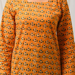 Women Orange Floral Printed Cotton Short Kurti - View 8