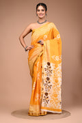 Yellow Pure Cotton Maheswari Border Printed Saree
